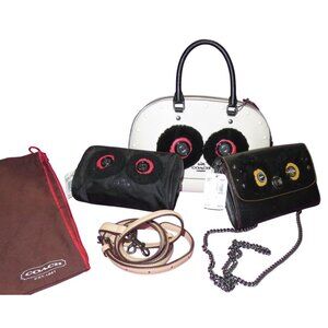 Coach 2017 Limited Edition Bear Dome Satchel Crossbody & pouch set Brand New